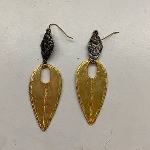 gold with silver earrings